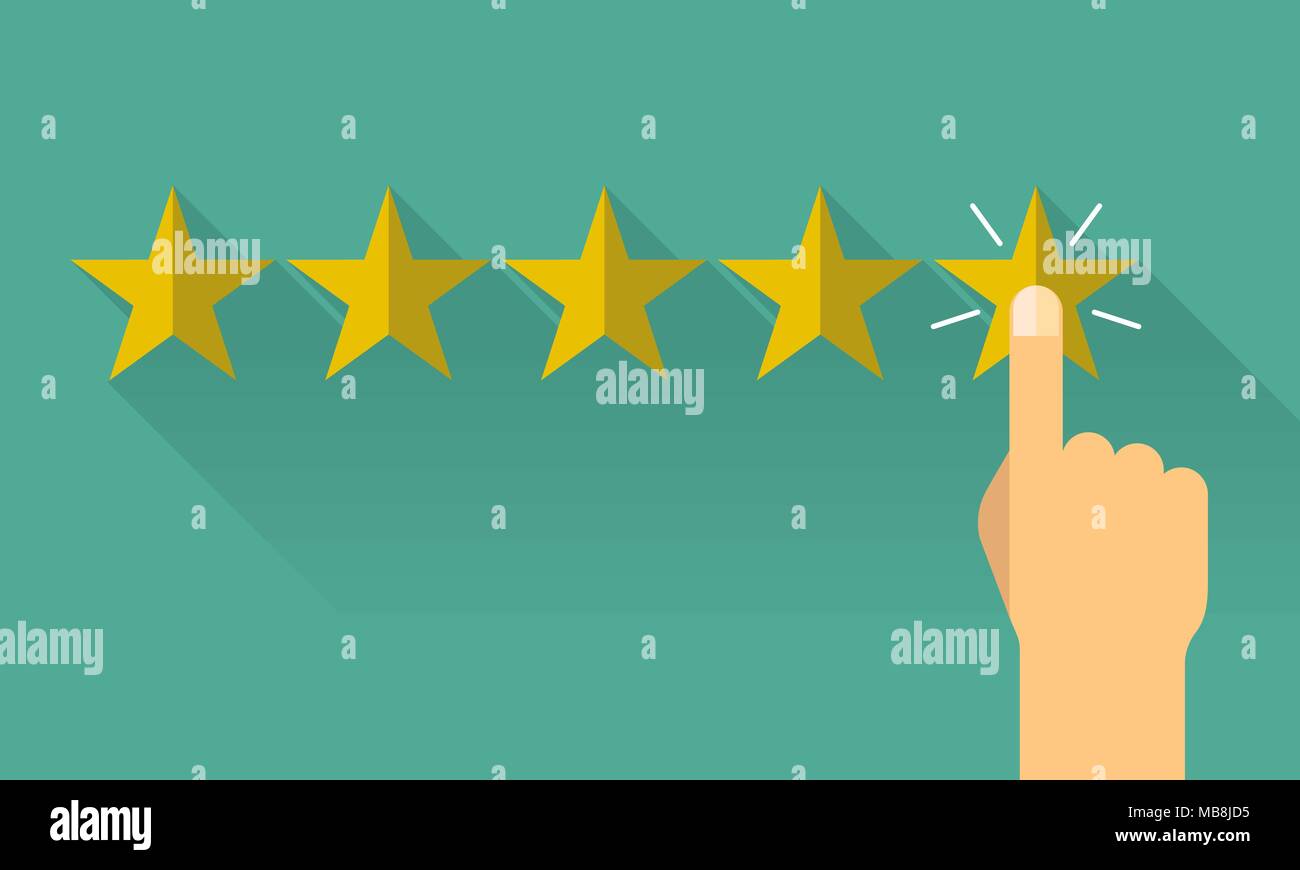 Eccellente recensione dei clienti. Valutazione cinque stelle piatto concept design illustrazione vettoriale. Illustrazione Vettoriale