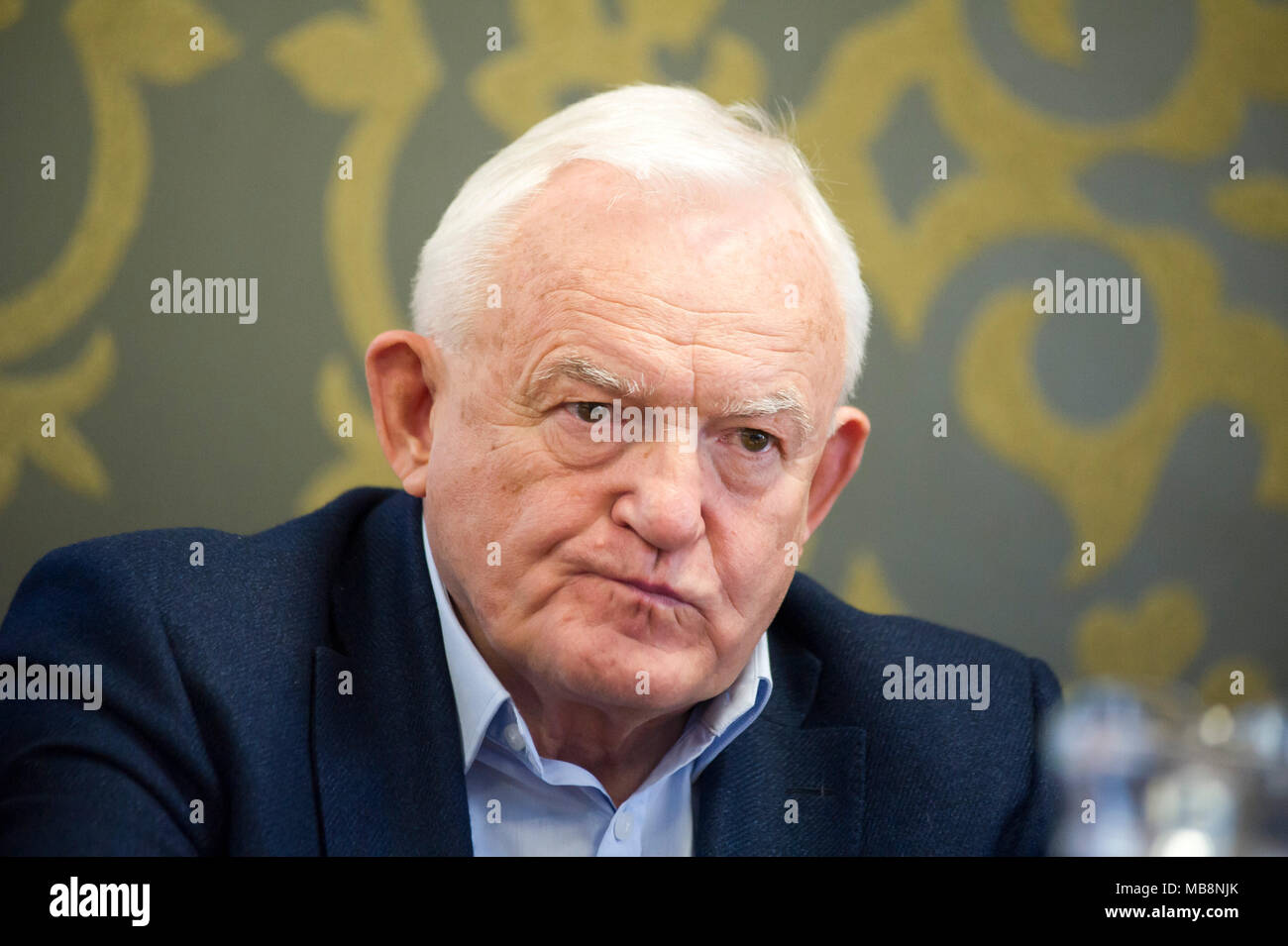 Leszek Miller, ex primo ministro della Polonia e ex leader di Sojusz Lewicy Demokratycznej SLD (Alleanza della sinistra democratica) in Gdansk, Polonia. Apr Foto Stock