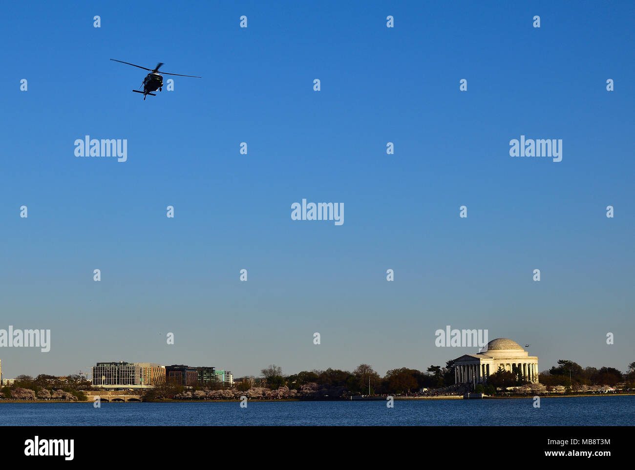 Thomas Jefferson Memorial e elicottero, Washington DC Foto Stock