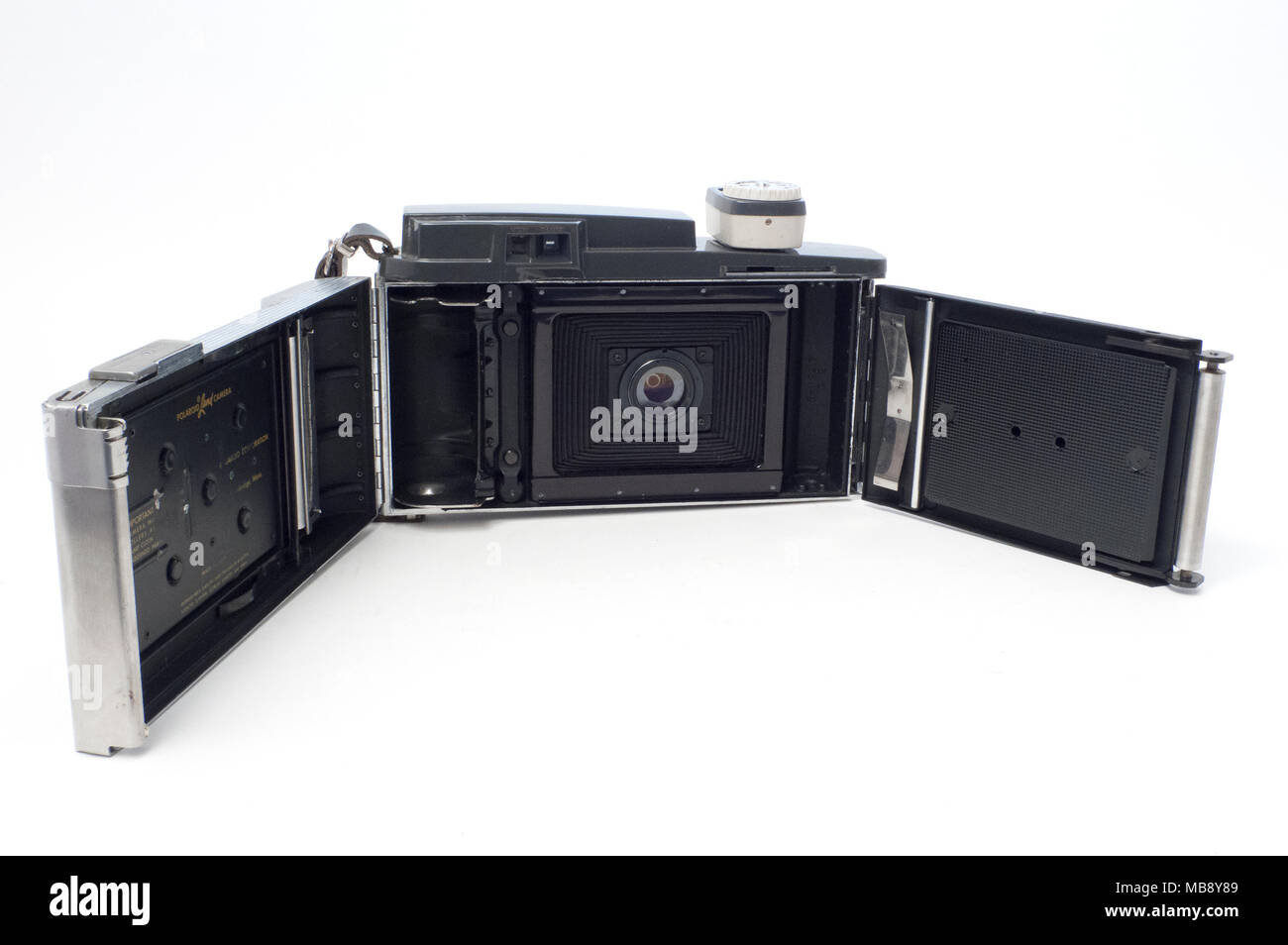 Il vano della pellicola di una polaroid Pellicola Istante terra fotocamera, modello 110A Foto Stock