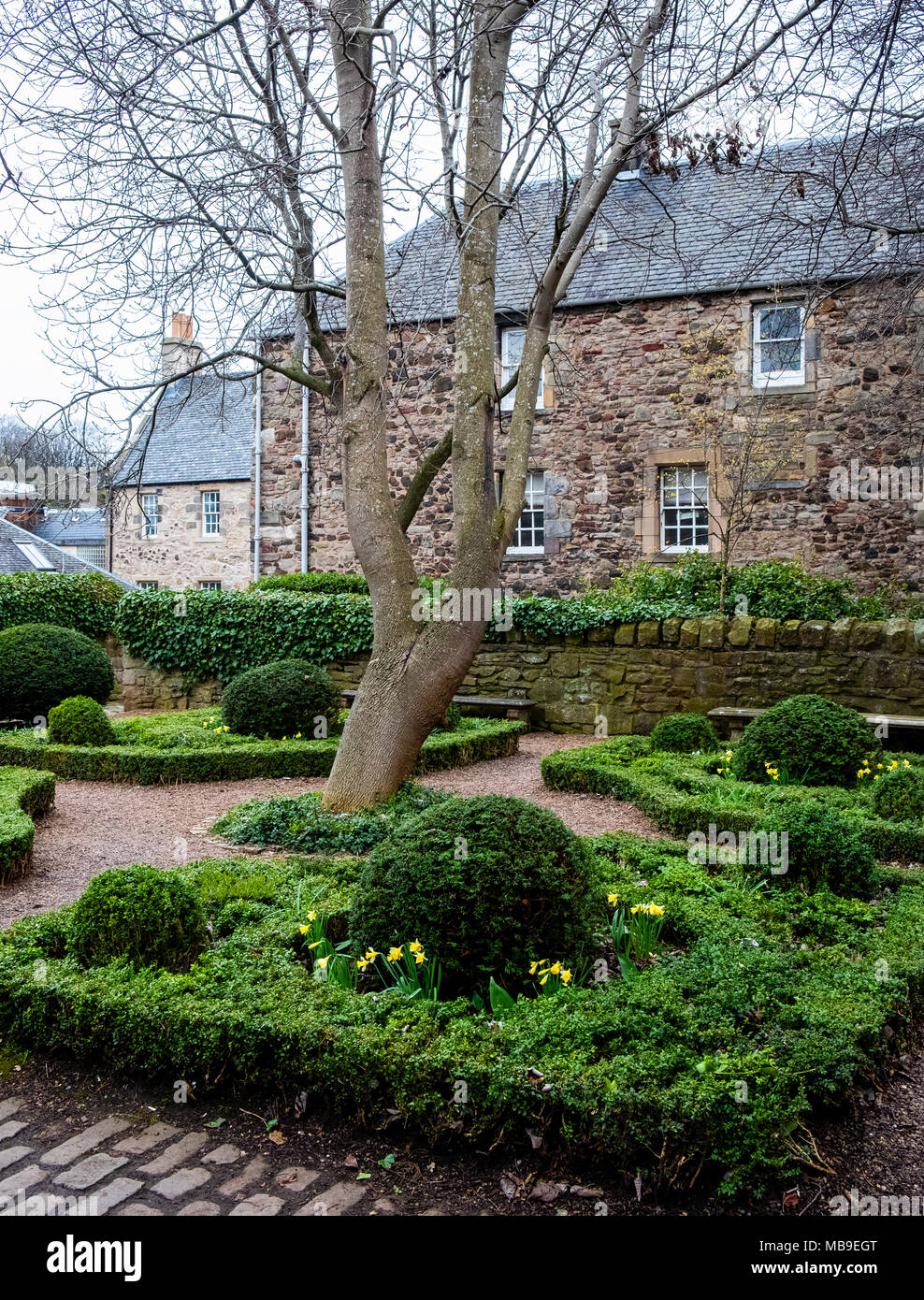 Vista del giardino Dunbars off Dunbars vicino sul Royal Mile ( High Street) nel centro storico di Edimburgo, Scozia, Regno Unito Foto Stock