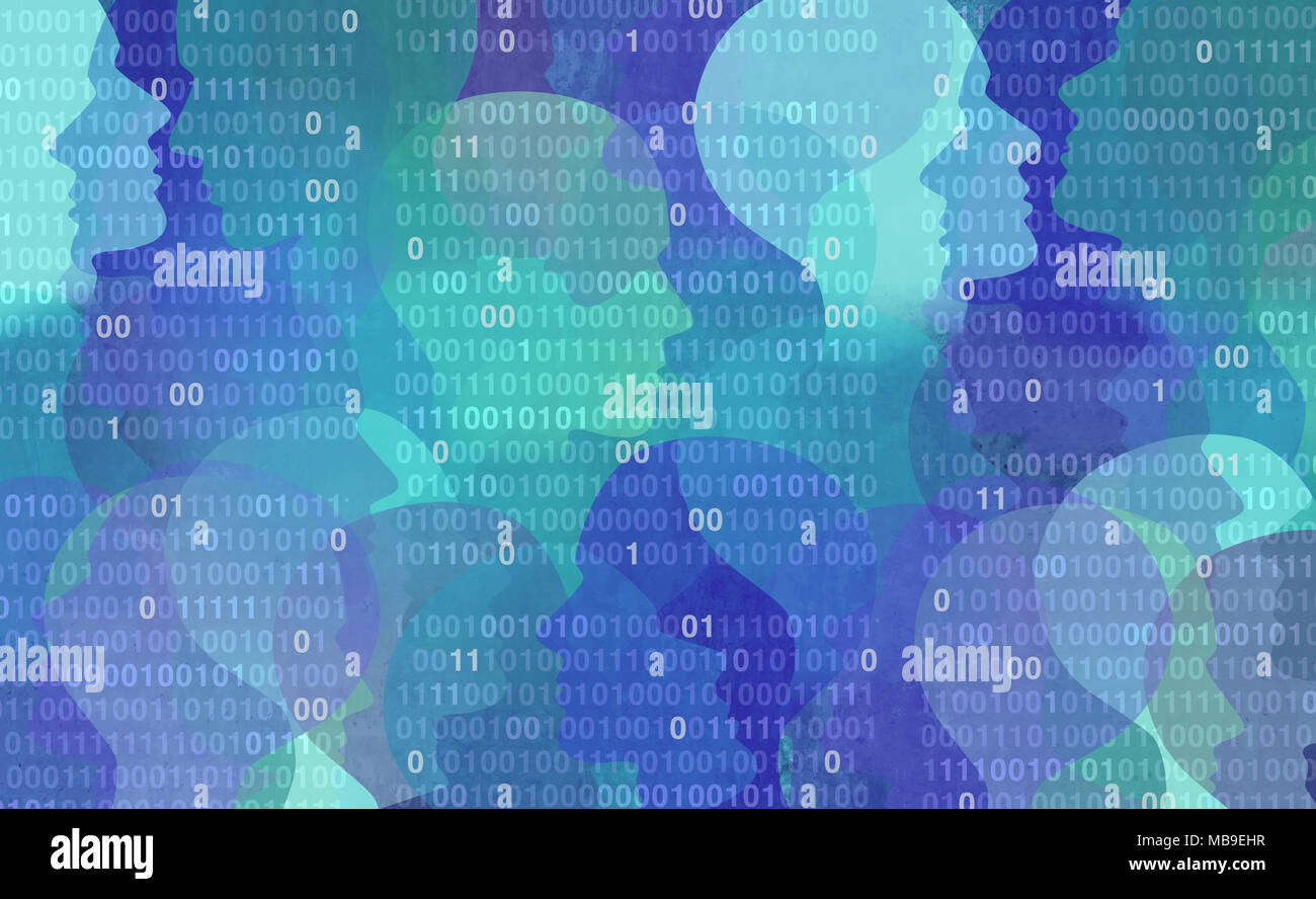 Dati utente privacy come astratta personal informazioni private di tecnologia di sicurezza come un social media e il profilo pubblico condivisione di stile di vita. Foto Stock