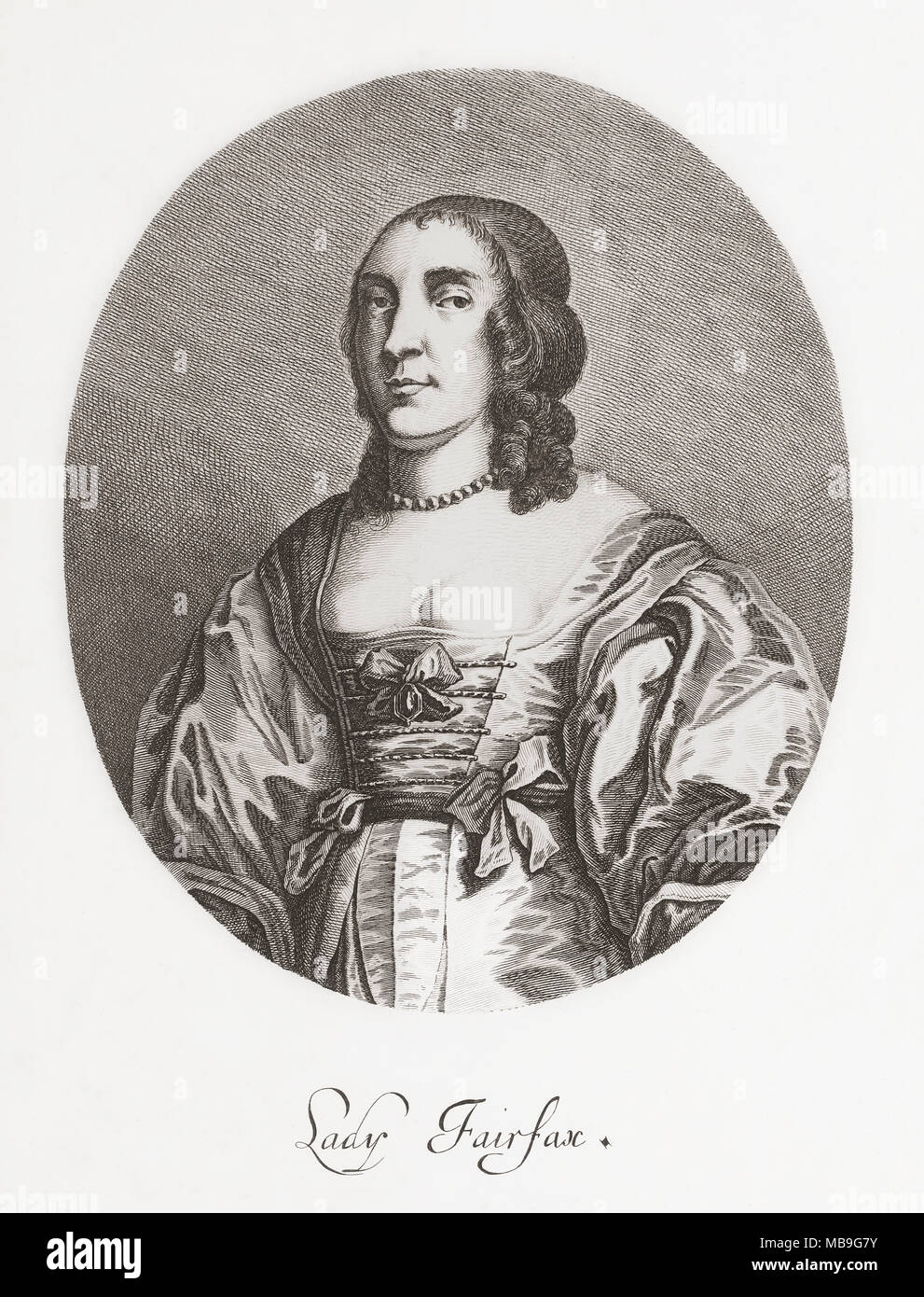 Anne, signora Fairfax, 1617/8-1665. Nobildonna inglese. Moglie di Thomas Fairfax, 3a Lord Fairfax di Cameron. Da Woodburn's galleria di ritratti di rare, pubblicato 1816. Foto Stock