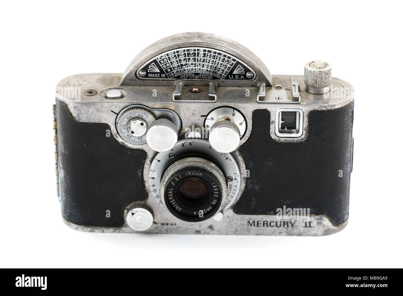 Vintage fotocamera a pellicola bianco sfondo isolato Foto Stock