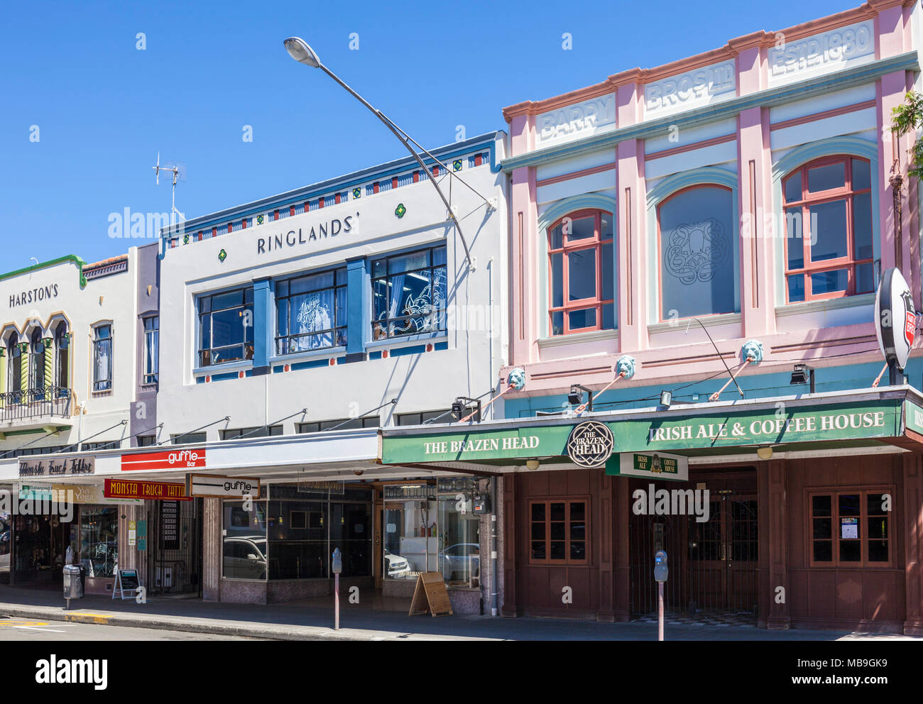 Nuova Zelanda napier nuova zelanda l'architettura art deco di Napier centro città hastings street facciate napier, Nuova Zelanda Isola del nord nz Foto Stock