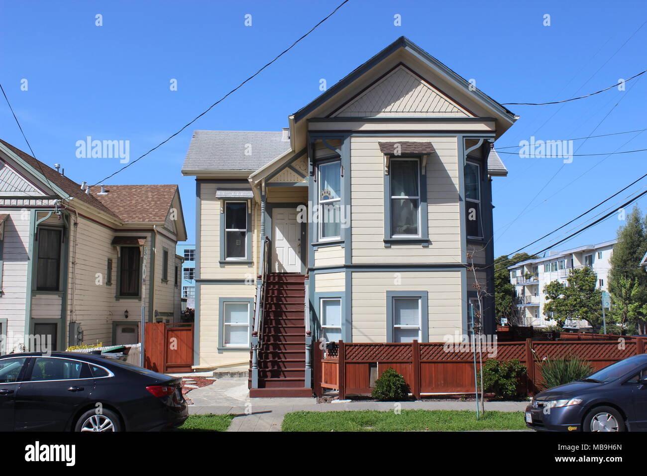 Queen Anne cottage costruito 1884, southside, Berkeley, California Foto Stock