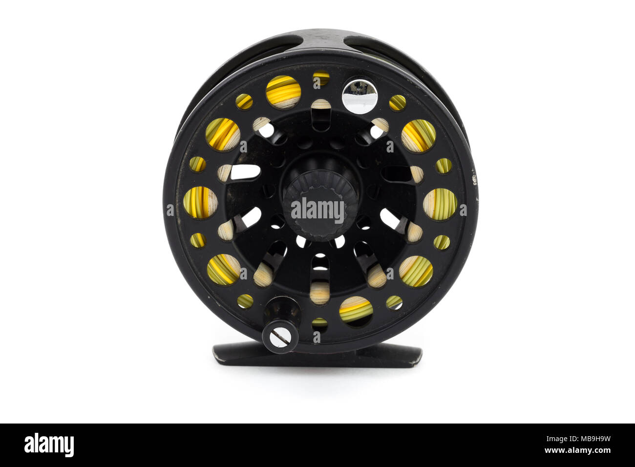 Nero Mosca mulinello da pesca Foto Stock