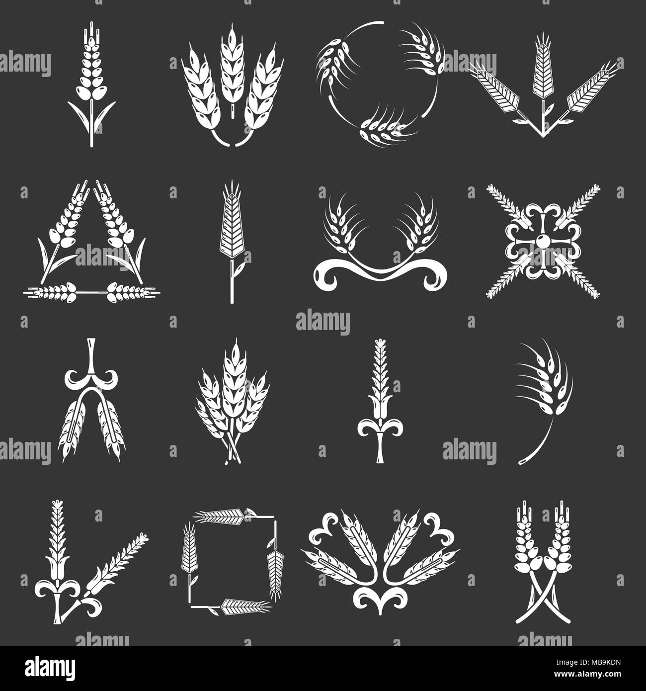 Pannocchie set di icone vettore grigio Illustrazione Vettoriale