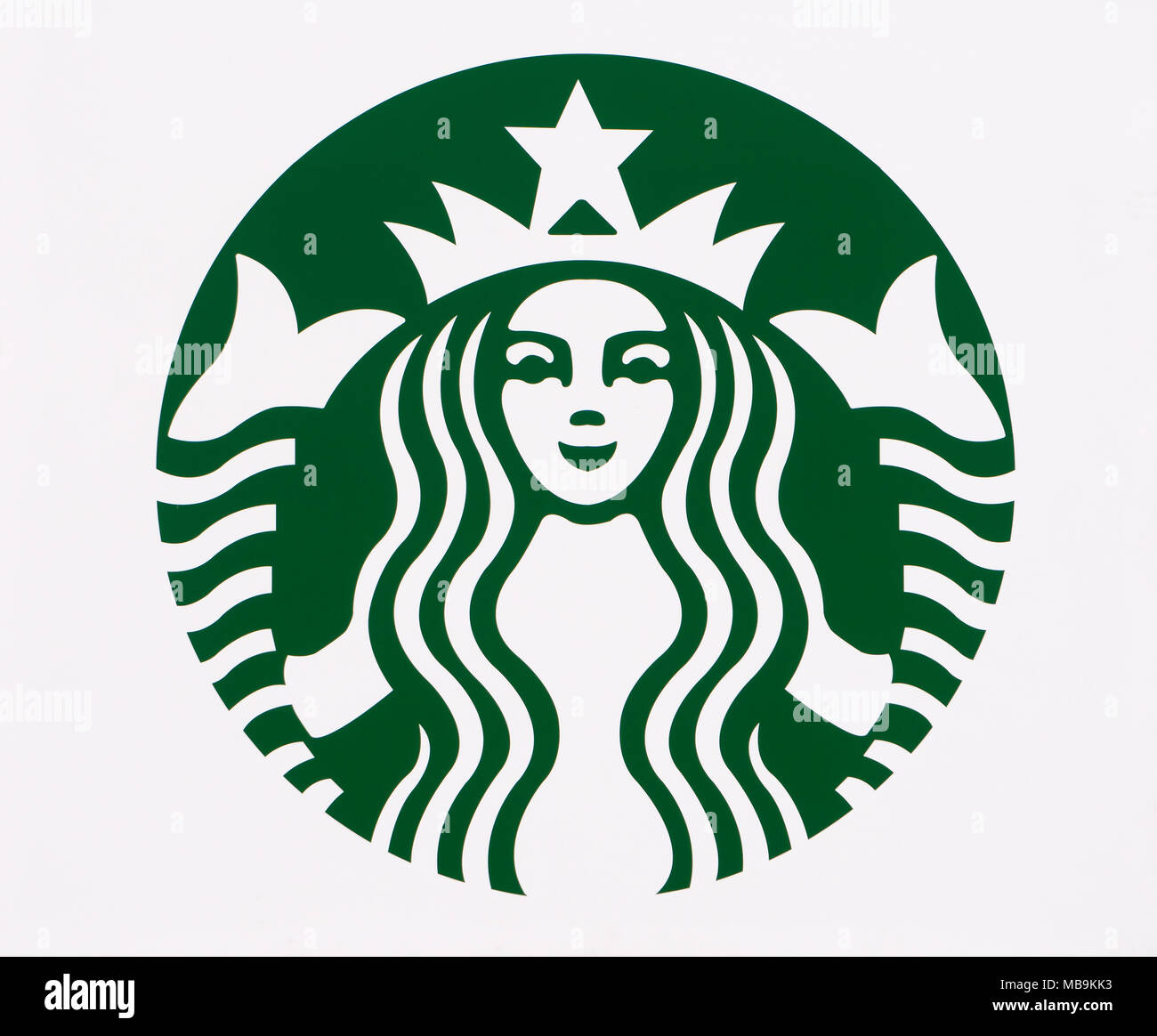 LONG BEACH, CA/USA - MARZO 19, 2016: Starbucks logo esterno. Starbucks è una catena di negozi di caffè negli Stati Uniti e in altre nazioni. Foto Stock