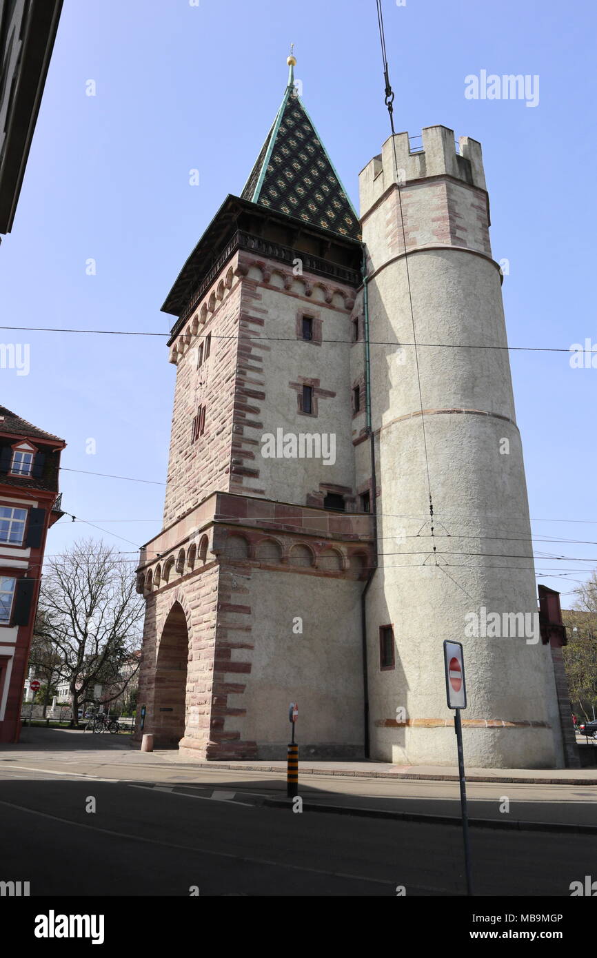 Spalentor a Basilea , città medievale di gate, torre difensiva, svizzera Foto Stock