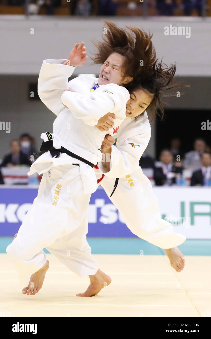 Fukuoka, Giappone. 8 apr, 2018. Yamazaki Tamami Judo : tutto il Giappone selezionata campionati di Judo donna -48kg partita finale a Fukuoka, Giappone . Credito: Sho Tamura AFLO/sport/Alamy Live News Foto Stock