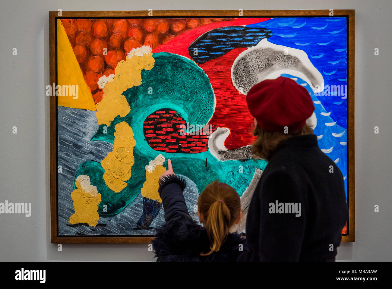 Il solo con onde da David Hockney est $1.8-2.5m - Highlights di Sotheby's contemporanea impressionista, & Arte Moderna sul dispaly a New Bond Street, Londra. Credito: Guy Bell/Alamy Live News Foto Stock