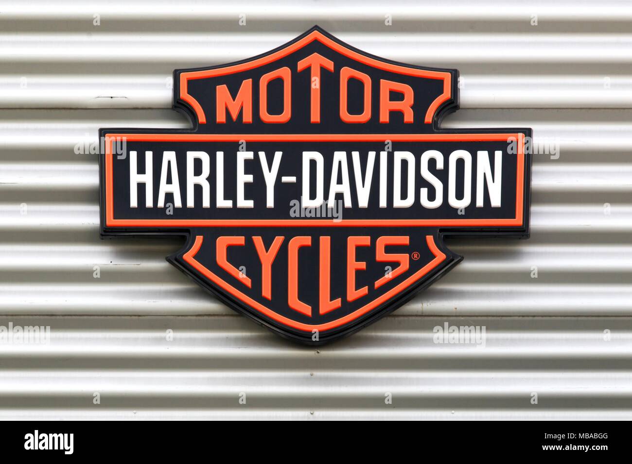 Toulon, Francia - 28 Giugno 2017: Harley-Davidson logo su una parete. Harley-Davidson è un americano di motociclo fabbricante, fondata a Milwaukee Foto Stock