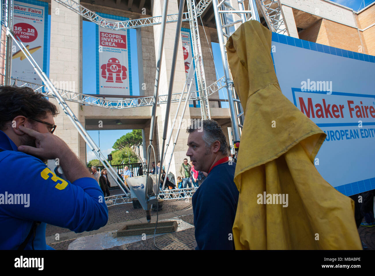 Roma. Maker Faire Edizione Europea, Università "La Sapienza". WASP una stampante 3D per la produzione di grandi dimensioni dei componenti. L'Italia. Foto Stock