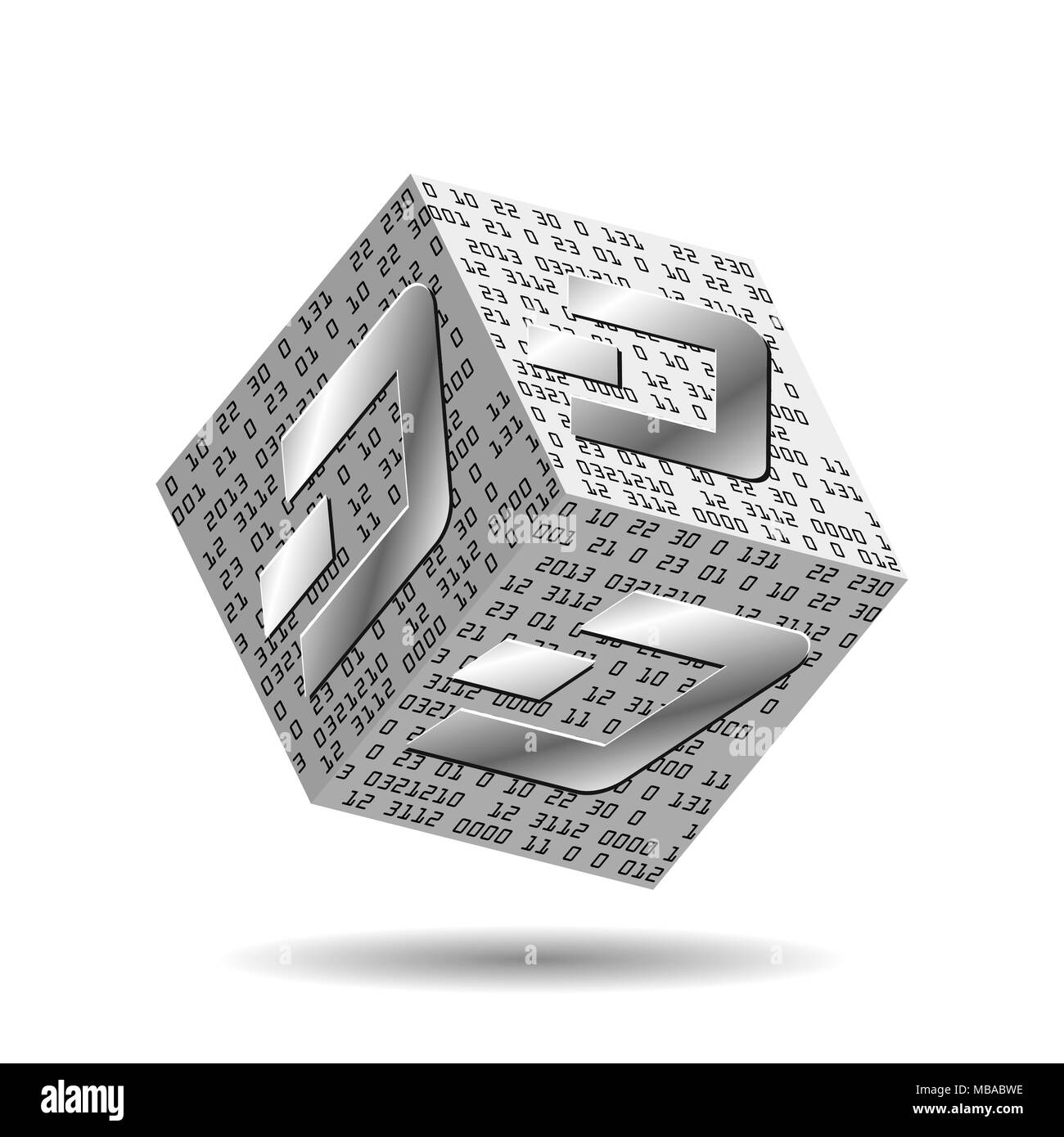 Casella corporale con dogecoin cryptocurrency icona. Illustrazione Blockchain. Foto Stock