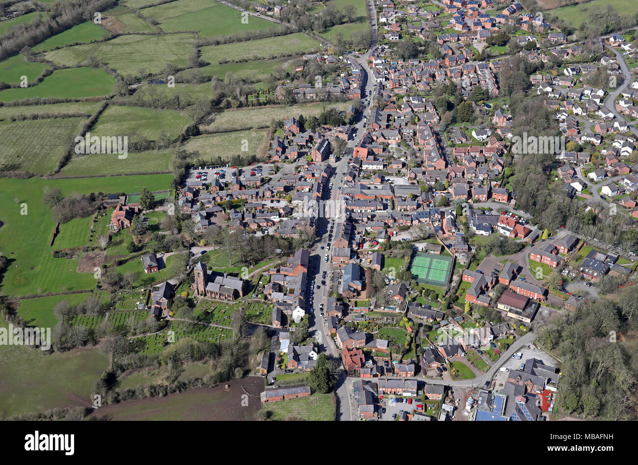 Vista aerea di Tarporley villaggio nel Cheshire, Regno Unito Foto Stock