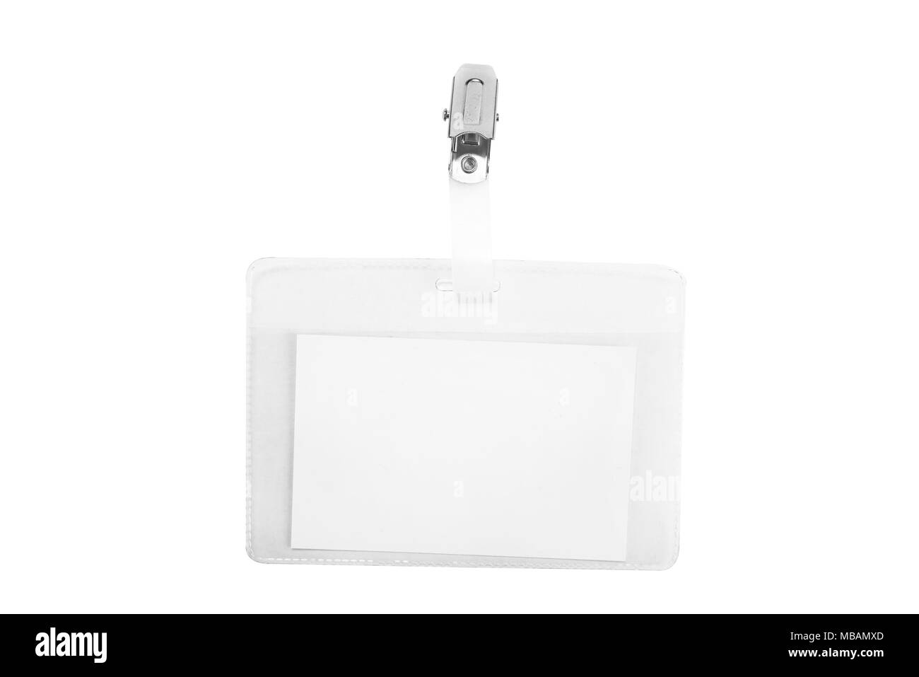 Nome vuoto tag in una guaina di plastica. Empty ID card Foto Stock