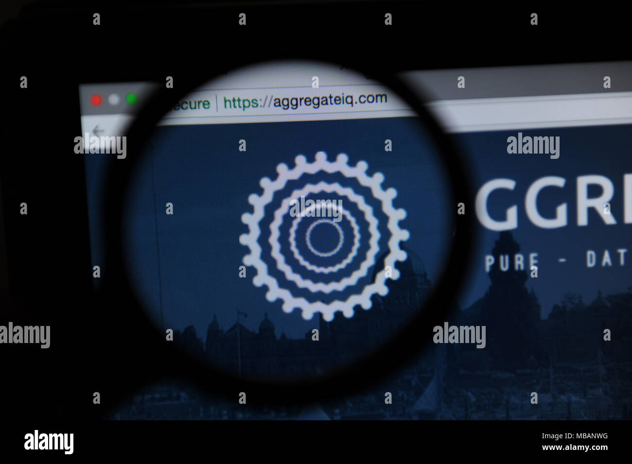 Sito web di AggregateIQ, un politico canadese società di consulenza Foto Stock