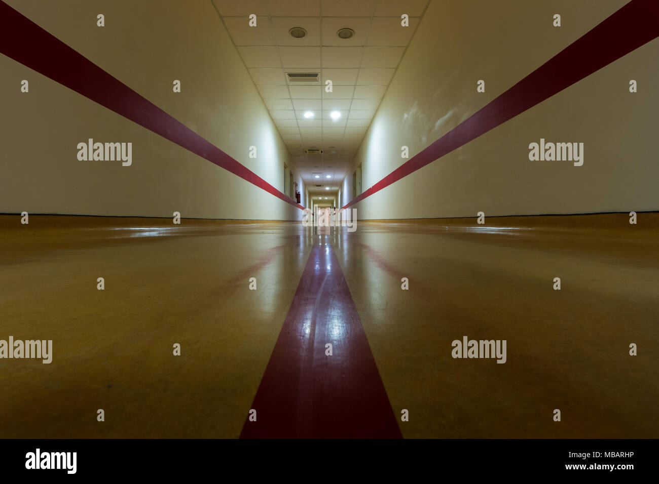 Linee parallele all'interno di un edificio Foto Stock