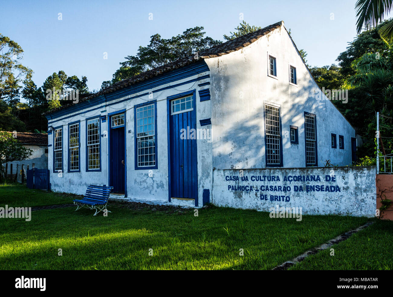 Casa della Cultura delle Azzorre di Palhoca, Enseada do Brito. Palhoca, Santa Catarina, Brasile. Foto Stock