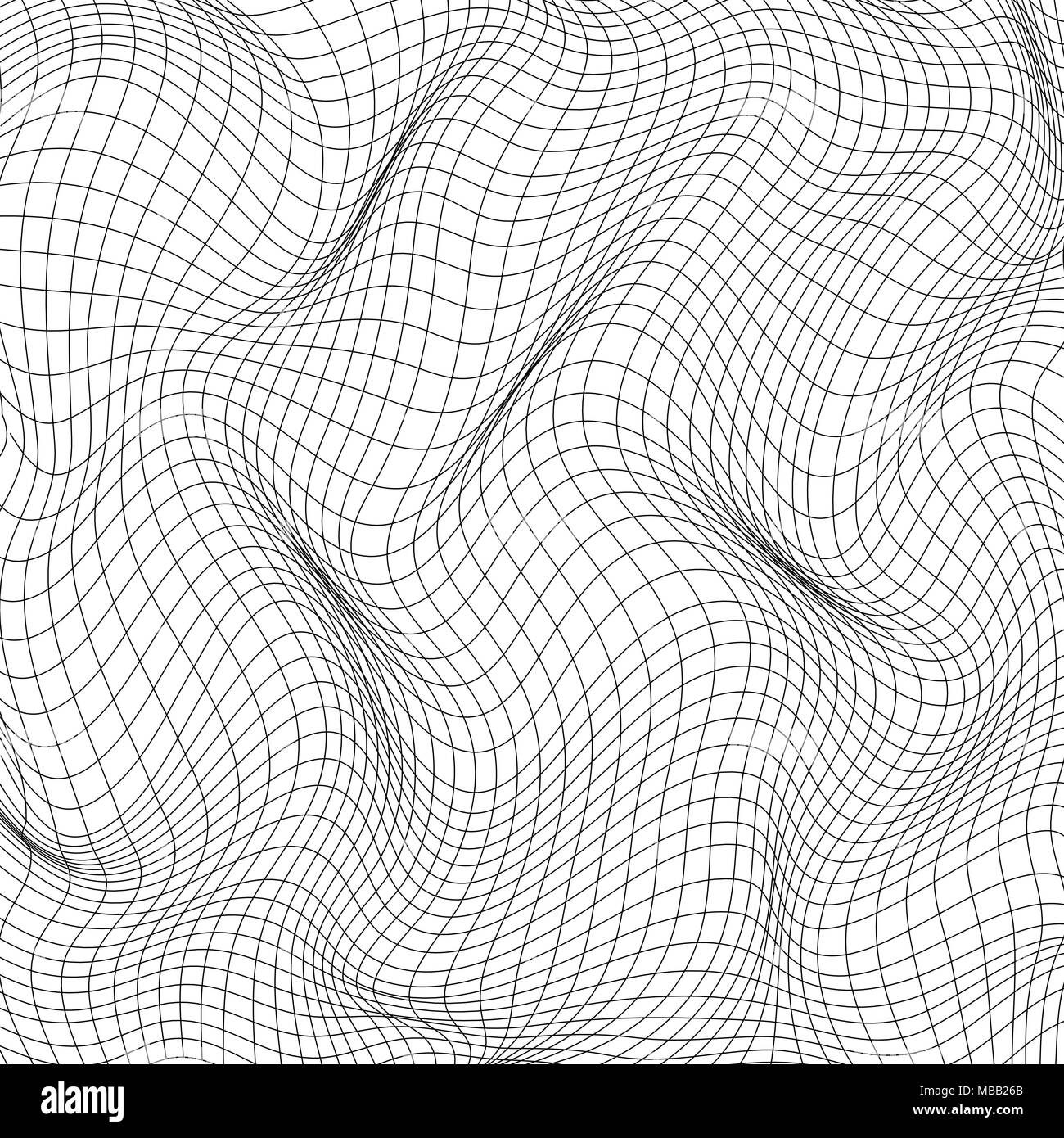 Mesh texture di ordito isolati su sfondo bianco. Distorsione e deformazione net. Illustrazione Vettoriale Illustrazione Vettoriale