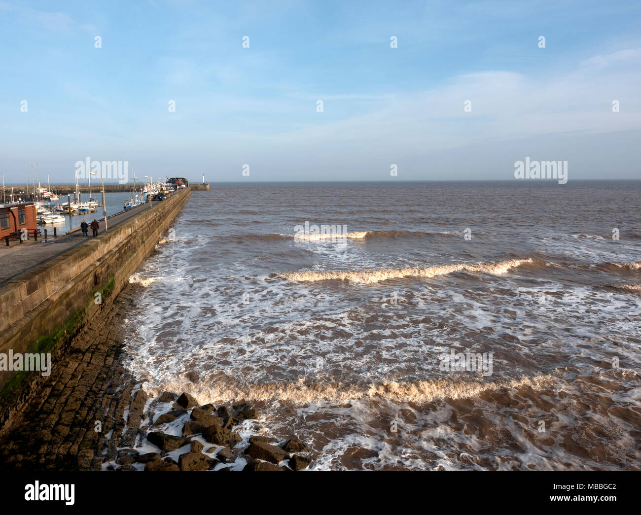 South Pier in prossimità di South Cliff Road, Bridlington, East Ridings of Yorkshire, Inghilterra, Regno Unito Foto Stock