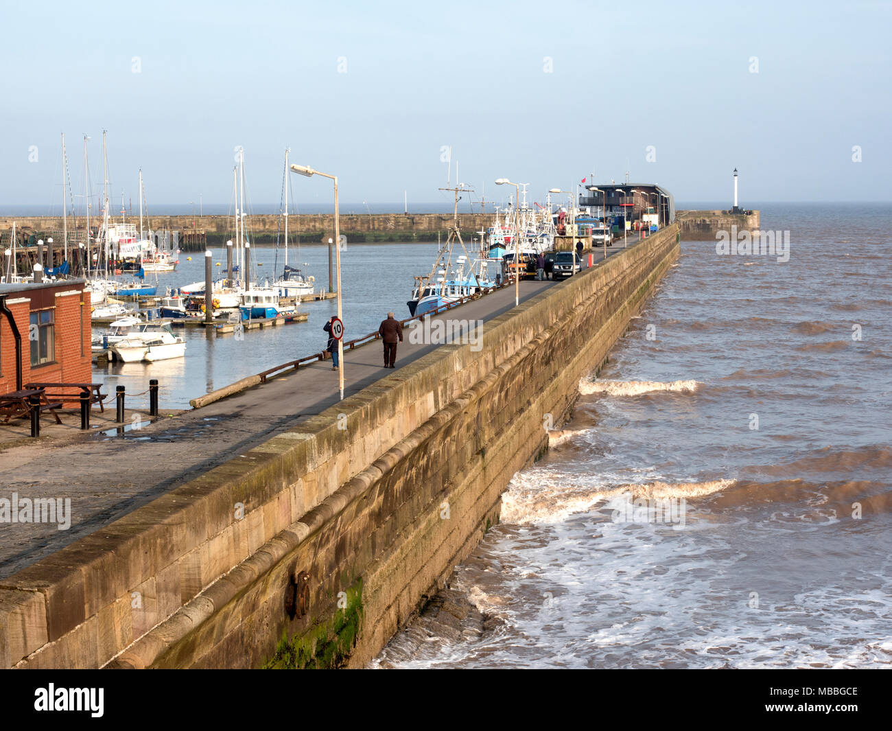 South Pier in prossimità di South Cliff Road, Bridlington, East Ridings of Yorkshire, Inghilterra, Regno Unito Foto Stock