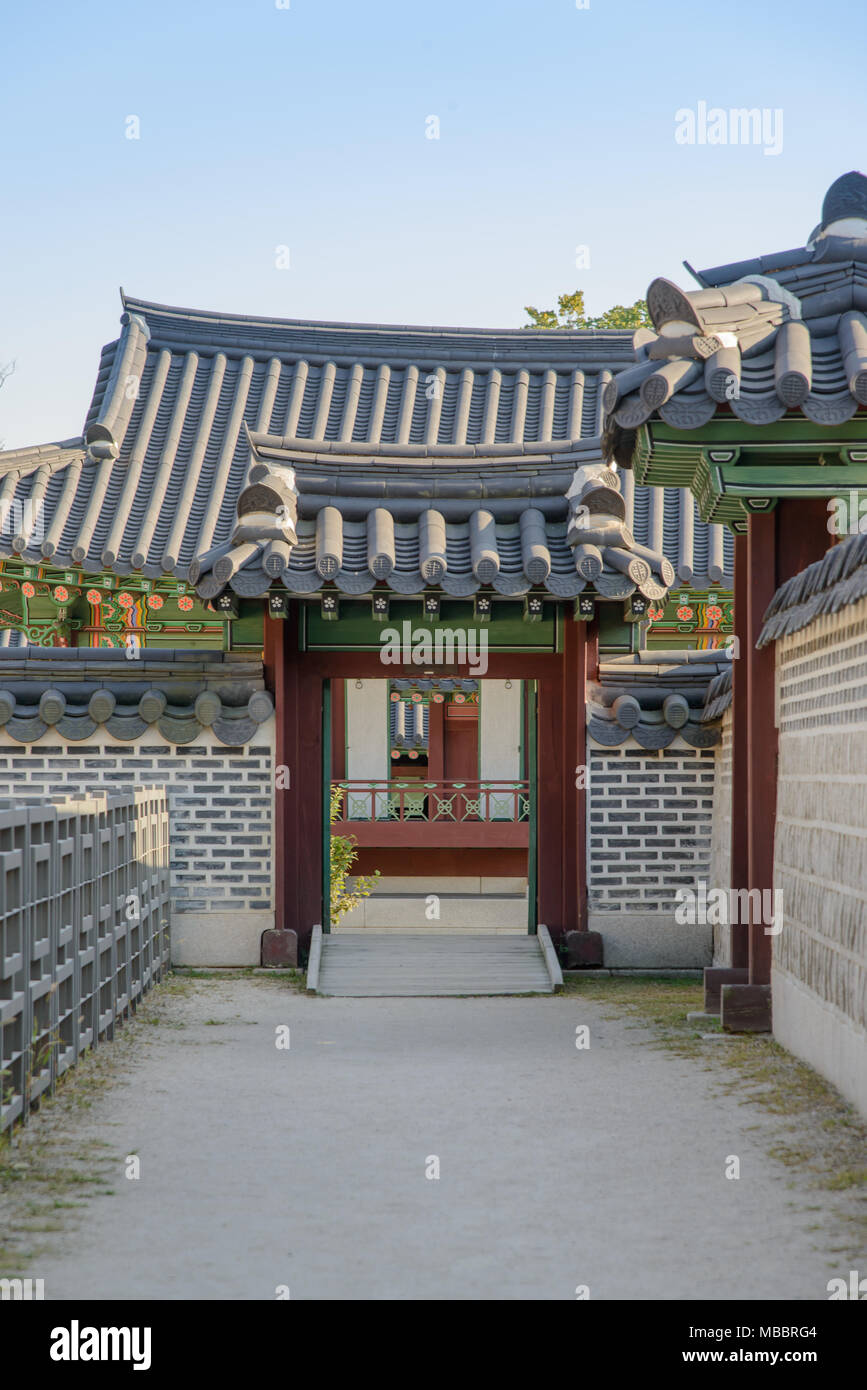 SEOUL, Corea del Sud - 20 settembre 2014: Dettaglio di Changdeokgung, il Palazzo della Dinastia Joseon Foto Stock