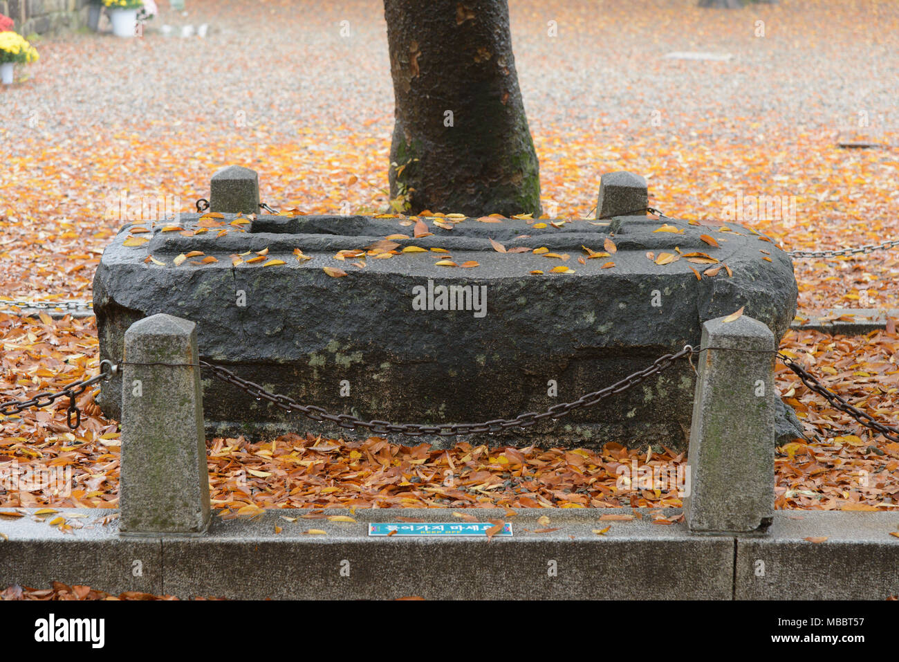 GYEONGJU, COREA DEL SUD - 20 ottobre 2014: Hwajaengguksabibu al tempio Bunhwang è una lapide in memoria di Wonhyo, un sacerdote da Silla unito. Foto Stock