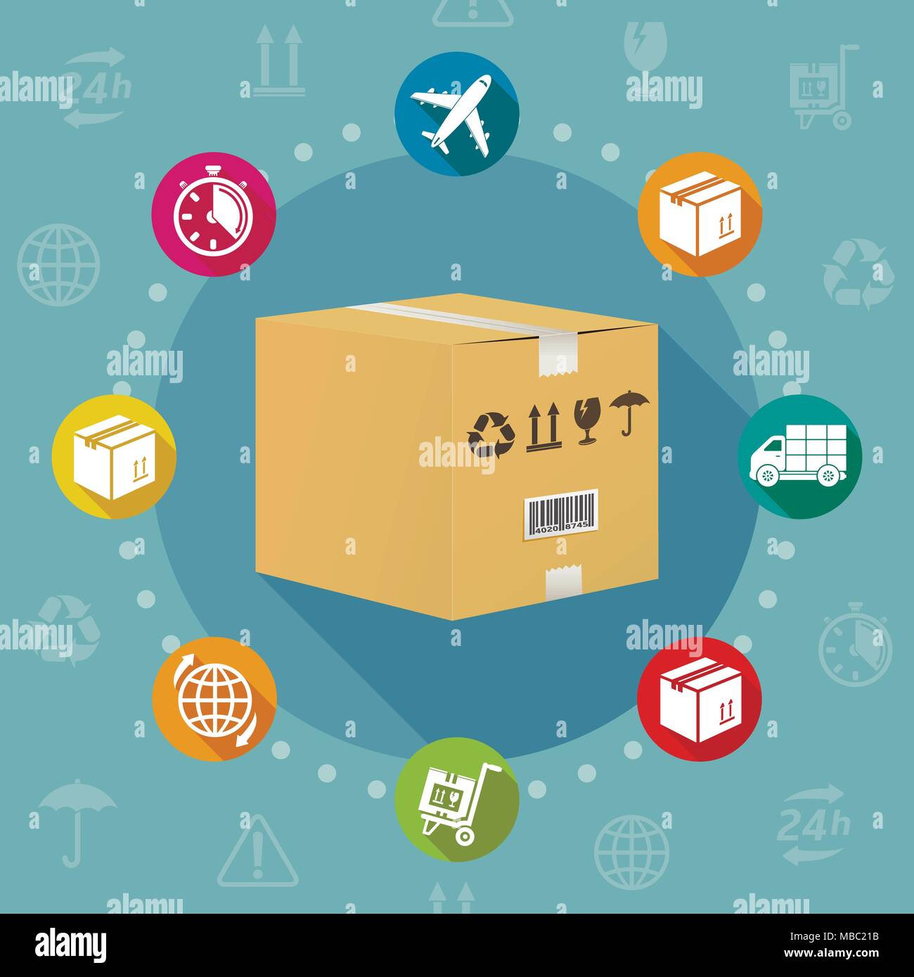 Logistica e spedizione design piatto stile concetto vettoriale Illustrazione Vettoriale