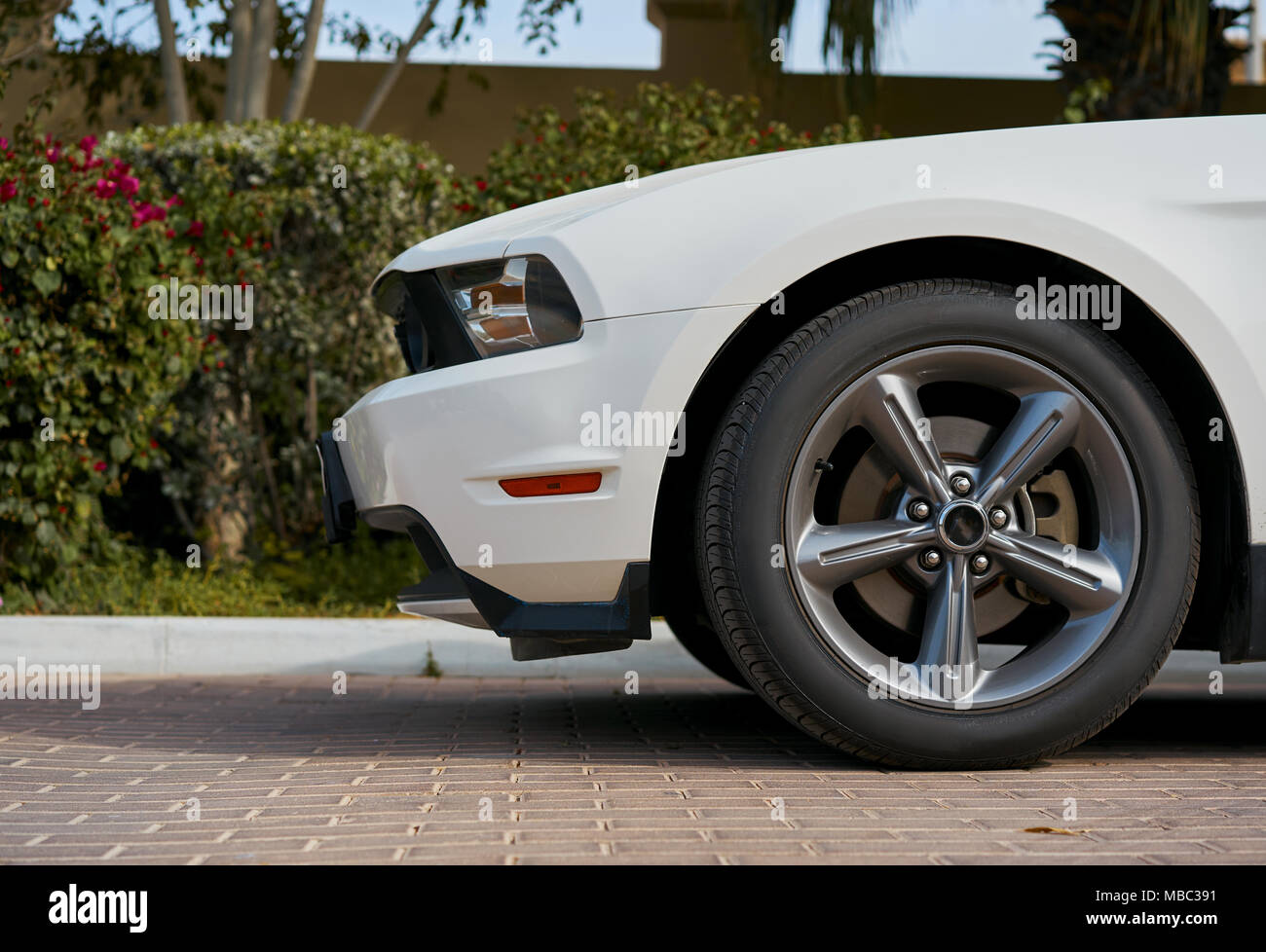Potente ed elegante auto nel parcheggio Foto Stock