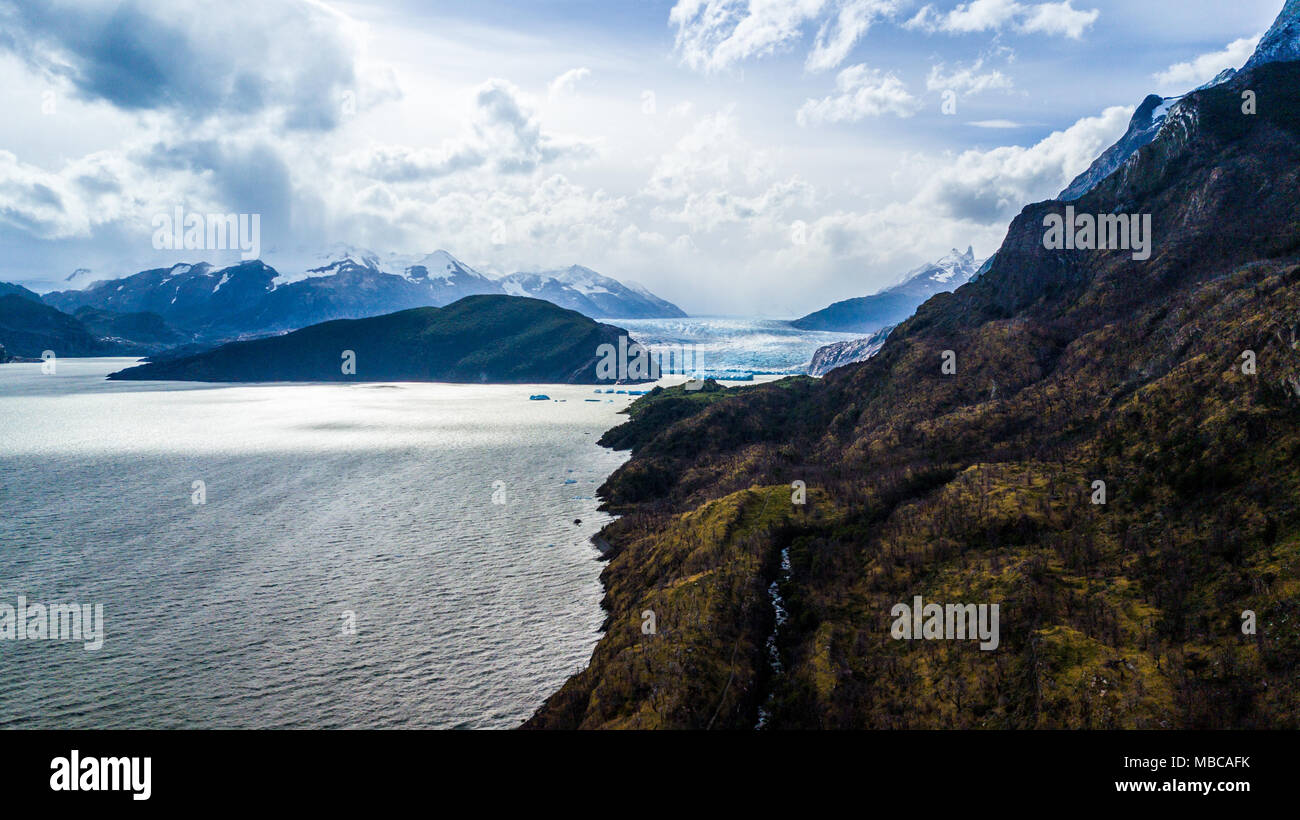 Glaciar grigio, Parco Nazionale Torres del Paine, Patagonia, Cile Foto Stock
