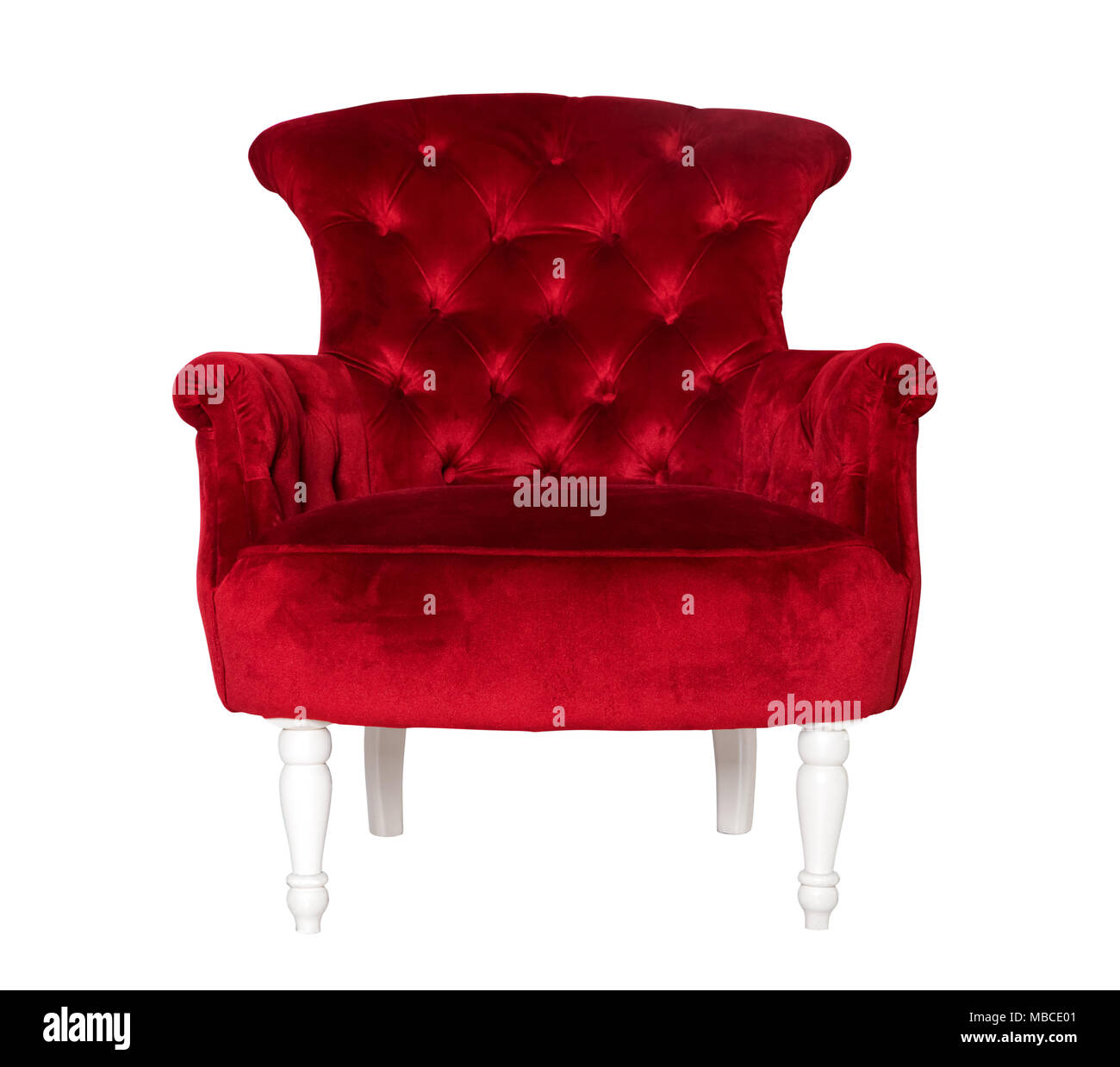 Rosso sedia tessili isolato Foto Stock