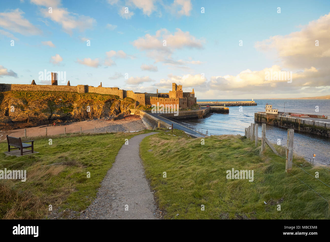 Il castello di pelatura in Peel, Isola di Man, Inghilterra Foto Stock