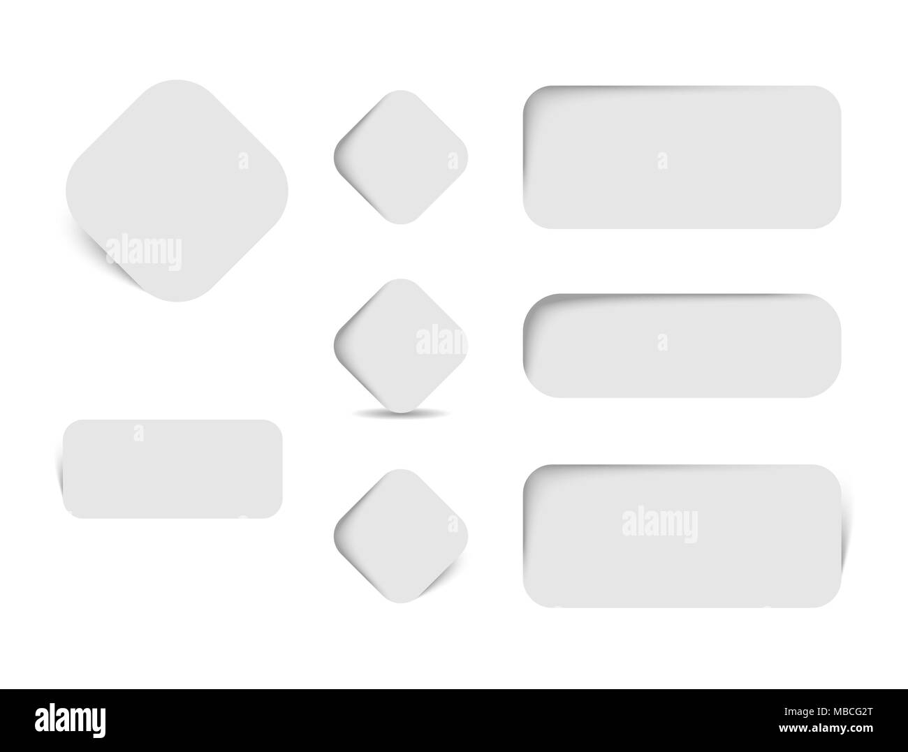 Raccolta di etichette di carta con angoli arrotondati e le ombre Illustrazione Vettoriale