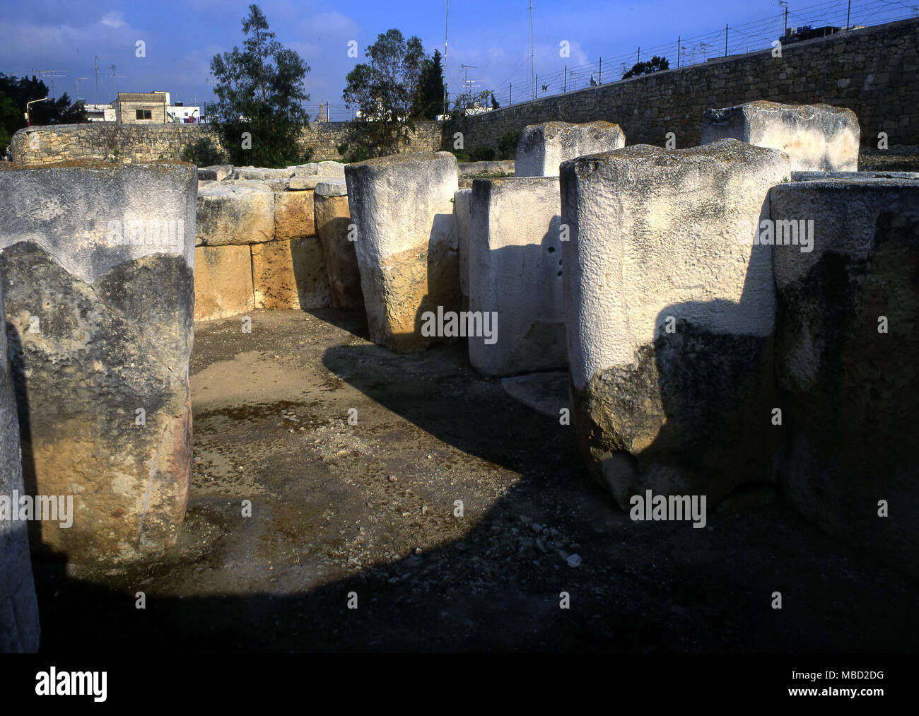 Malta. Antico tempio preistorico a Tarxien. c.3,500 BC Foto Stock