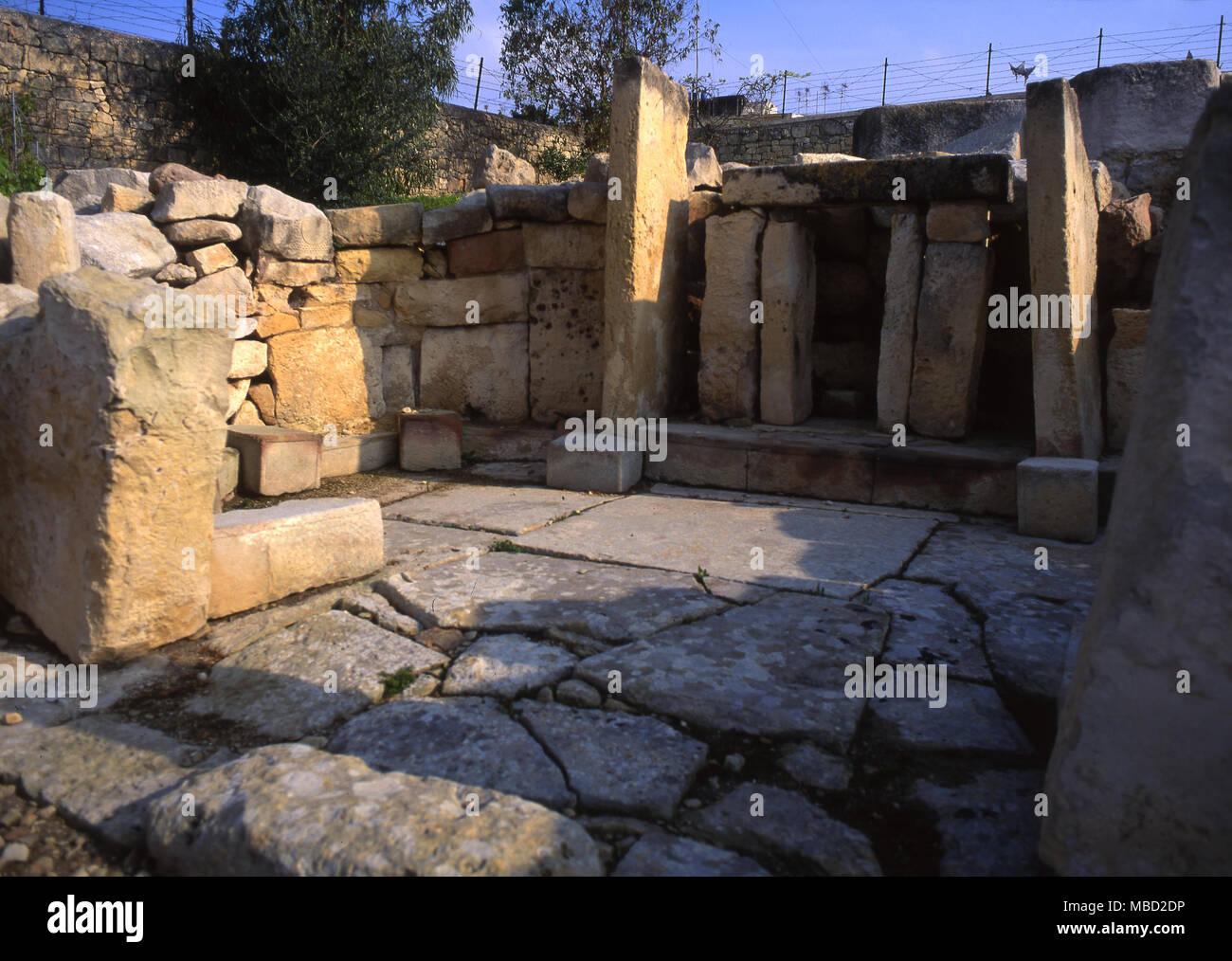 Malta. Antico tempio preistorico a Tarxien. c.3,500 BC Foto Stock