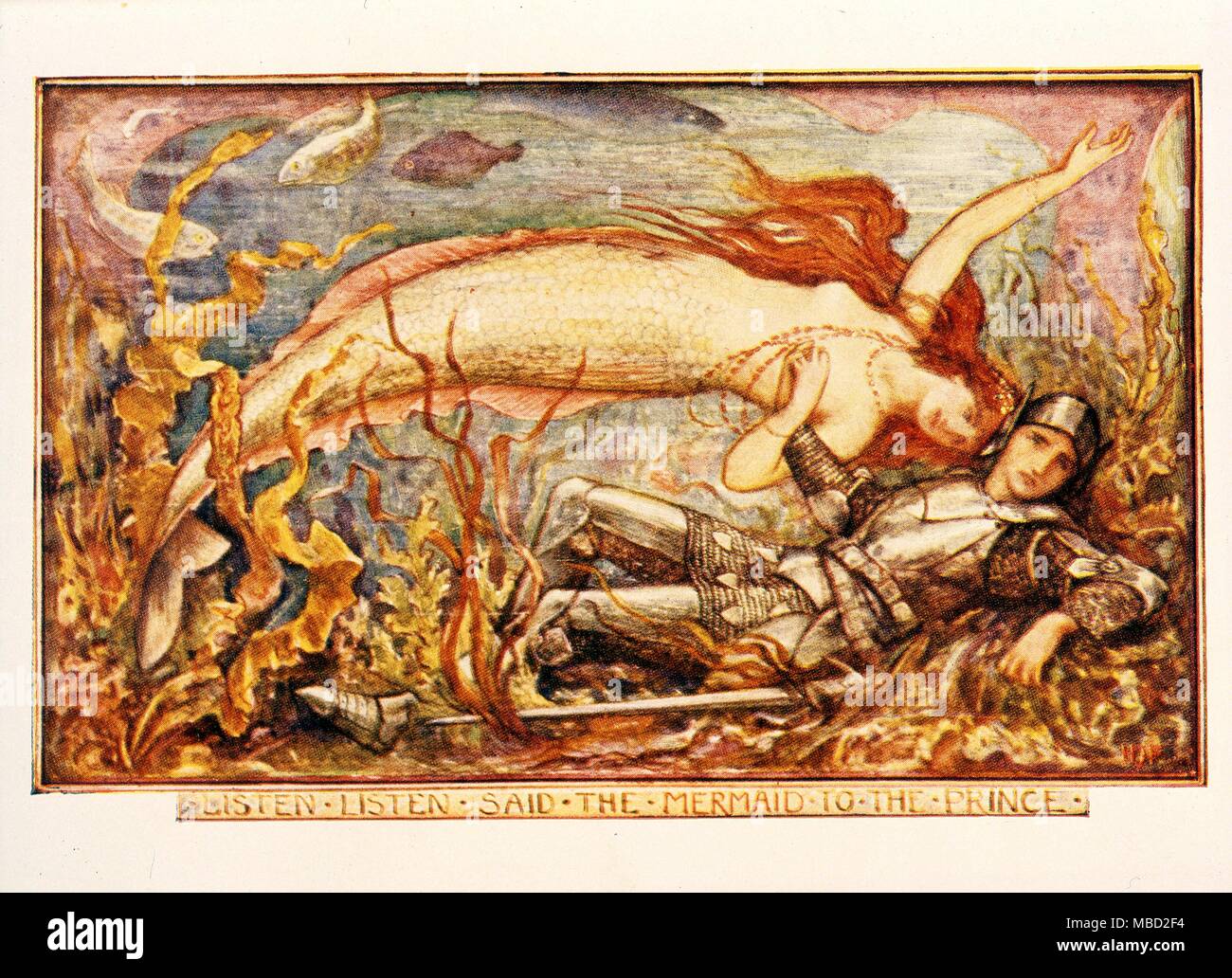 Il Priince e la sirena in fondo al mare. Illustrazione di H.J.Ford a 'La sirenetta e il ragazzo". Foto Stock