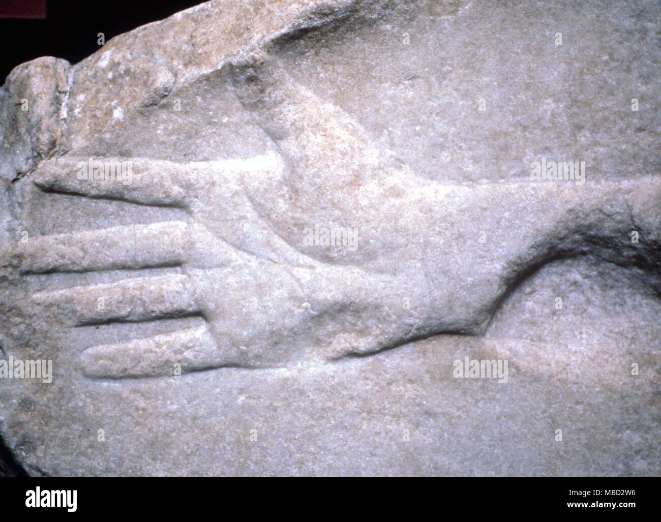 Chiromanzia - Greco antico - Mano, con linee cheiromantic, dal metronomic figura nell'Ashmolean di Oxford. Quinto secolo A.C. - © / CW Foto Stock