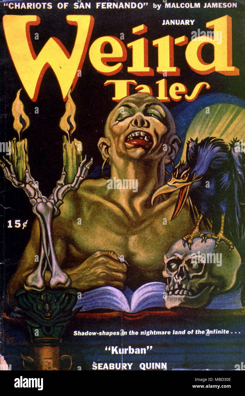 Coperchio della fantascienza e horror Magazine Weird Tales, Gennaio 1946. Artwork da A.R.Tilburne. Foto Stock