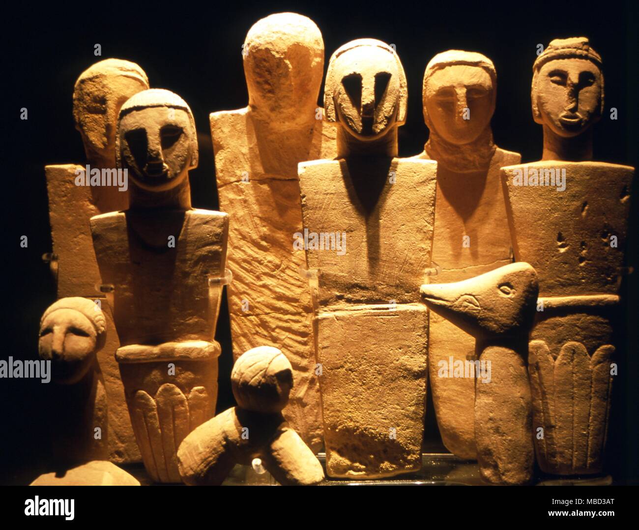 Shaman - Arte preistorica statuette trovato in Xaghra Stone Circle complesso in Malta. Foto Stock