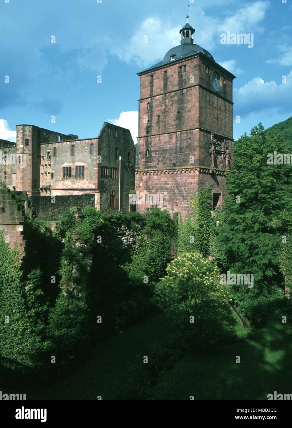 Castello di Heidelberg, Germania, che una volta era il centro del movimento dei Rosacroce. Foto Stock