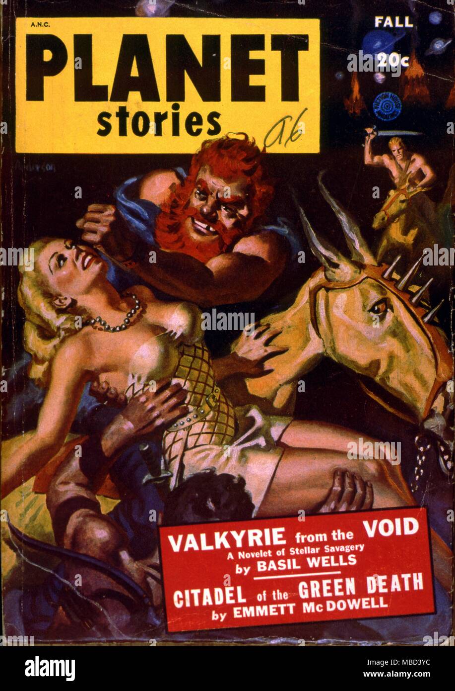 Mostri. Coperchio del pianeta storie, un American science fiction magazine. 1948 Foto Stock