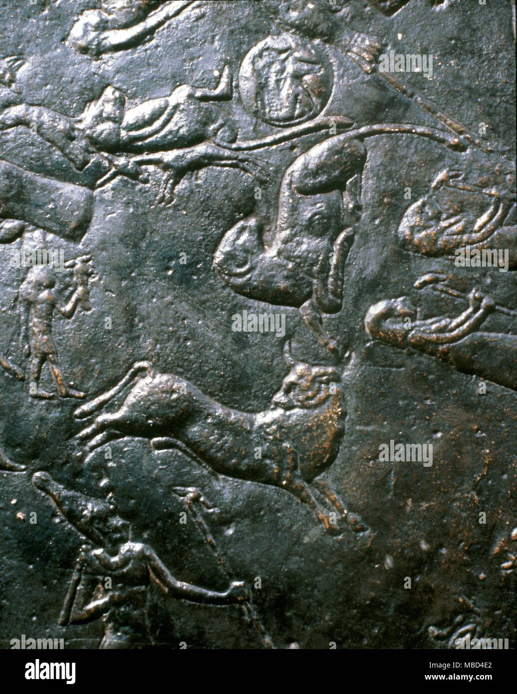 Mitologia egiziana - costellazione di Orione. Immagini del zodiacale Ariete e Toro, sopra l'immagine di Orion (per cui il passaggio della Grande Piramide è orientata). Denderah zodiaco, nel santuario superiore del tempio di Hathor, Denderah. Foto Stock