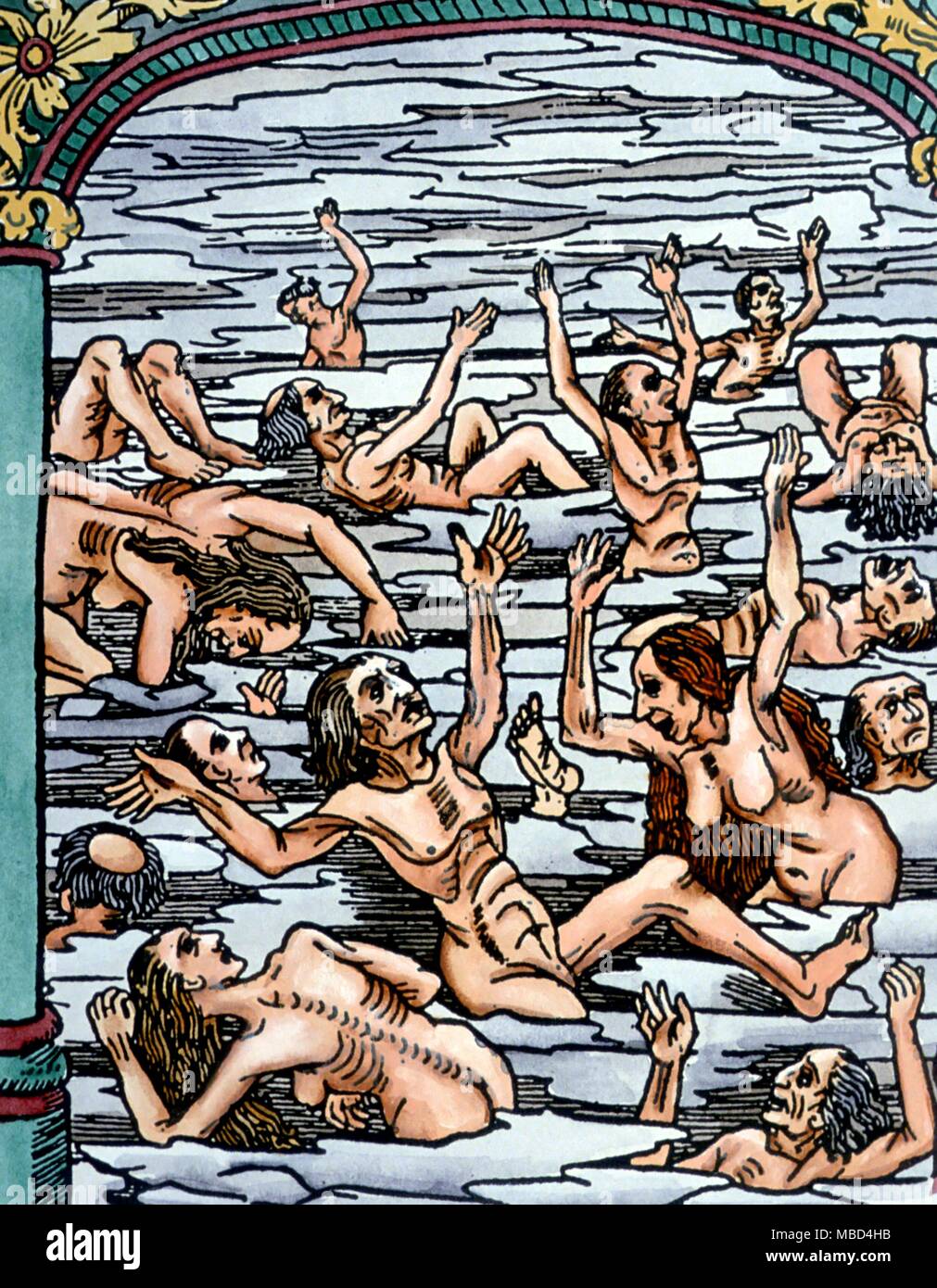 Anime torturate in un inferno da demoni. Dal XV secolo le concessione Kalendrier & Compost des Bergiers, avecq leur Astrologie, stampato da Nicolas le Rouge di Troyes.- © /CW Foto Stock
