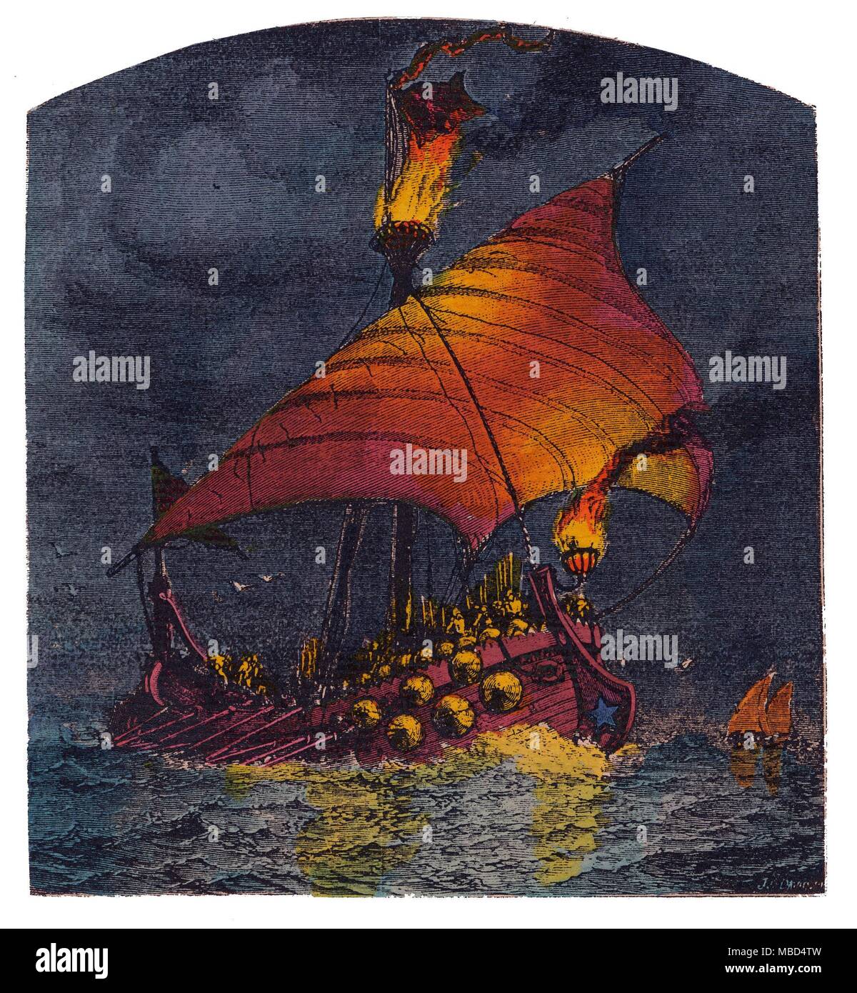 Storia romana lightship romano e la guardia costiera. Legno-incisione dall'Art Journal, 1880. Foto Stock