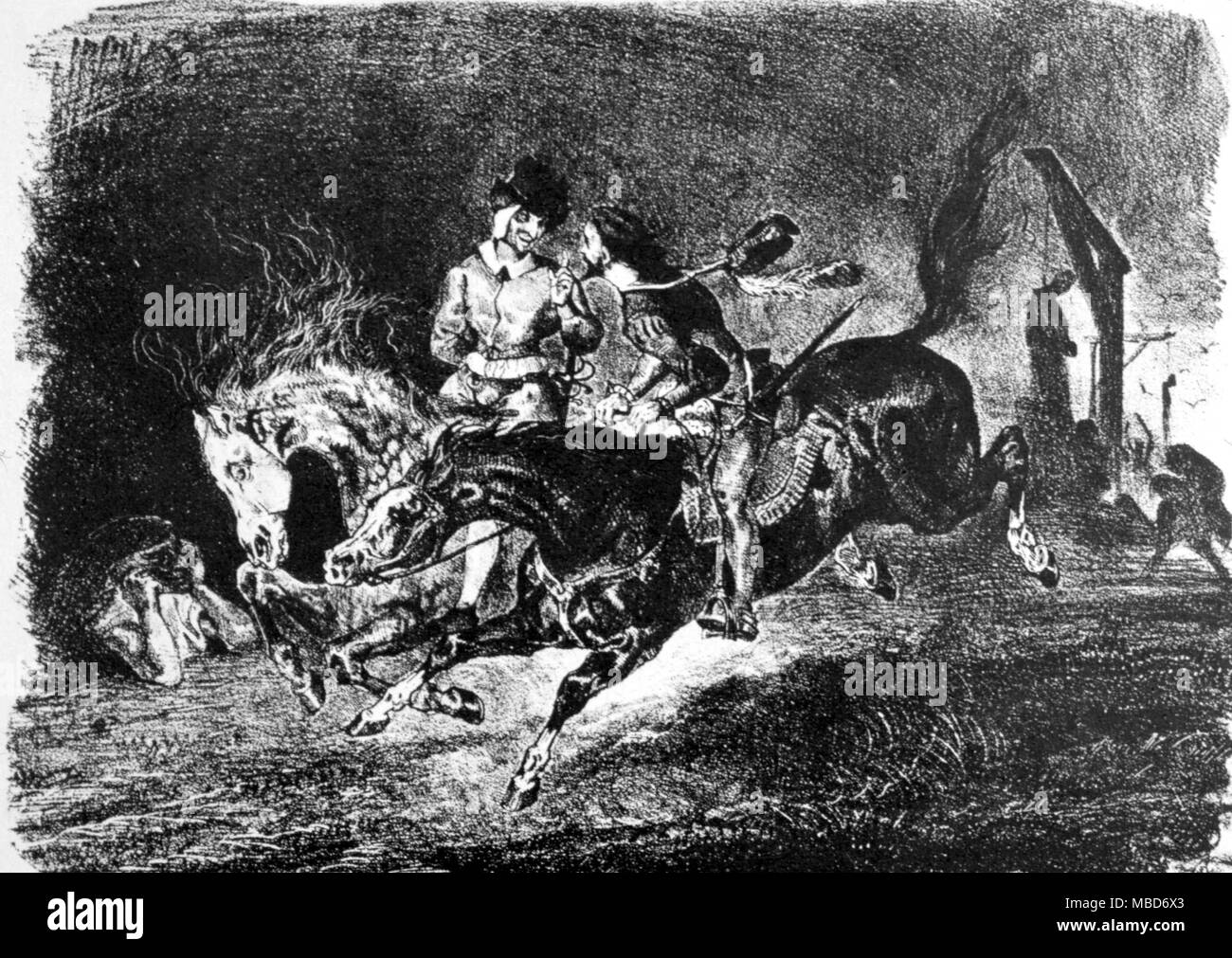 Faust Mephistopheles e cavallo - dalla litografia di Delacroix (1798 - 1863) a Goethe il Faust - Parte I Foto Stock