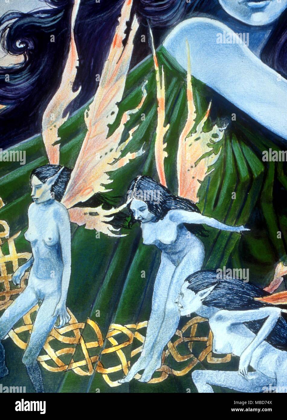 Fate - Ceanan-Sidha, celtica vampiro, pittura in acquerelli, tempera, matita e inchiostro da Gordon Wain, 1991 Foto Stock