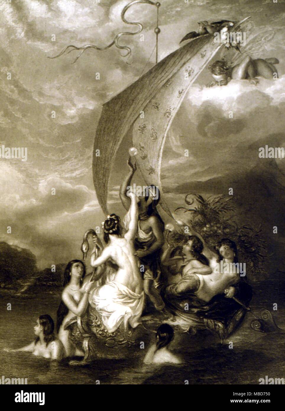 Fate - Gioventù e piacere - incisi da Sharpe dopo un dipinto di Etty - 1850 edizione di Art Journal Foto Stock