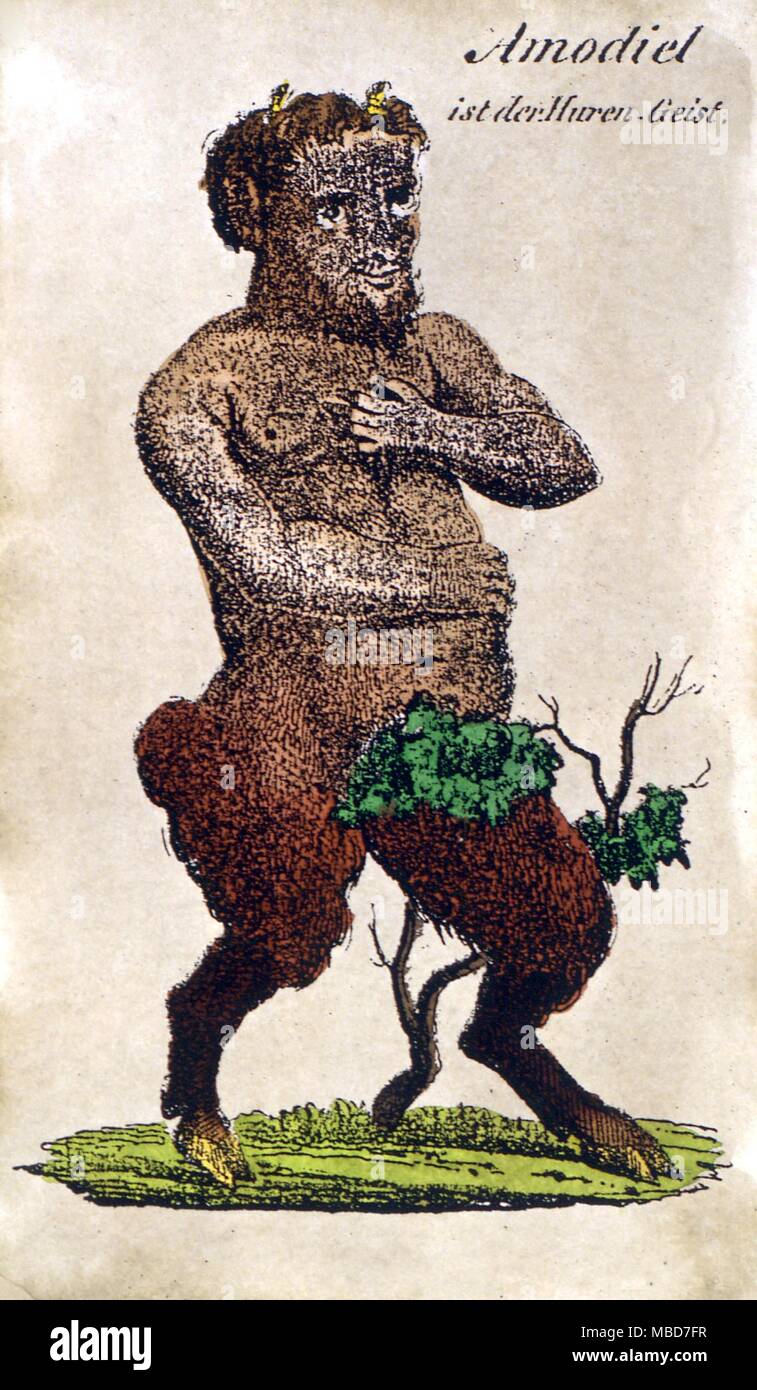 Il demone Amodiel con la sua sigils. Lastra litografica da Schiebel 'Faustbuch' di circa 1860 Foto Stock